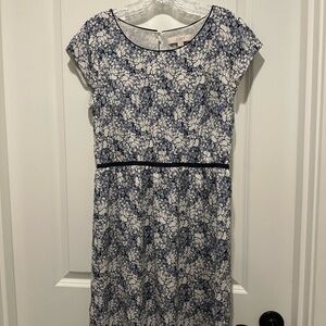 LOFT Navy and White Floral Midi Dress